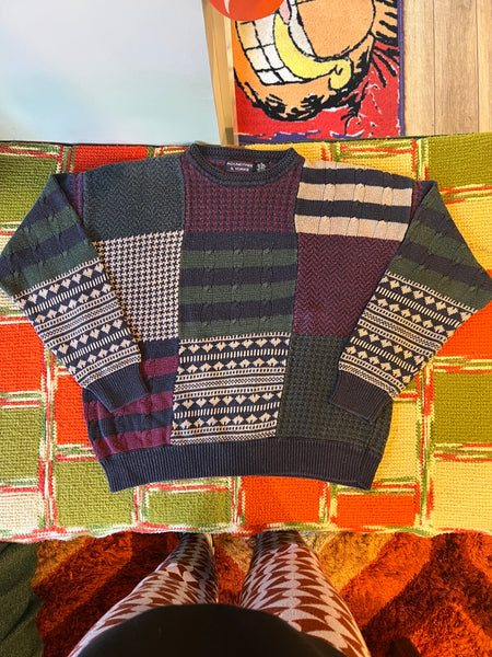 Mixed Pattern Knit Sweater